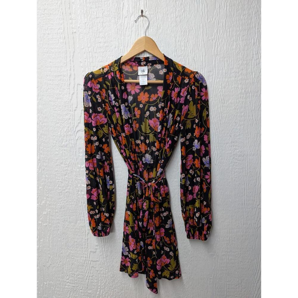 Cabi Mingle Kimono Style 6252 Floral Sheer Retro Cardigan Robe Size XS